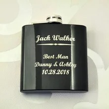 На заказ 6 унций фляжка, персонализированная фляжка с гравировкой, подарок для мужчин, подарок для шафера, лучший подарок для человека, черная колба из нержавеющей стали
