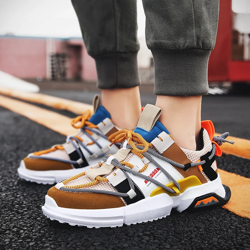 

Allwesome Man's Trendy Sneakers Chunky Wedge Dad Shoes INS Hot Harajuku Anti-Slip Vulcanized Shoes Mesh Breathable Zapatillas