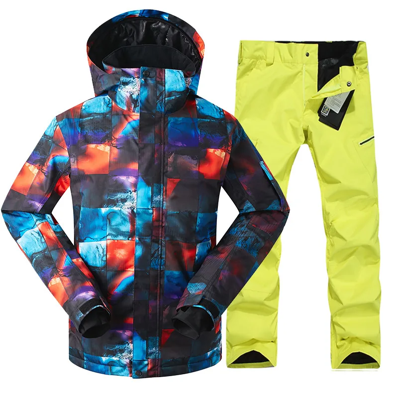 Мужские зимние куртки для спорта на открытом воздухе, костюм для сноубординга, одежда, водонепроницаемая ветрозащитная-30, теплый костюм, куртка+ штаны, лыжный костюм, комплект