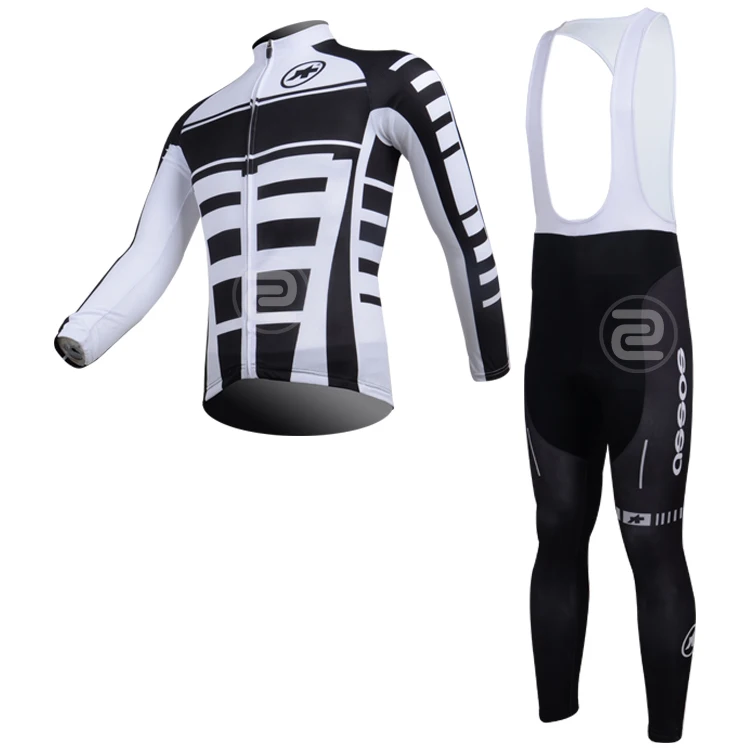 2013 Assos long sleeve Winter fleece Thermal white cycling jersey bib