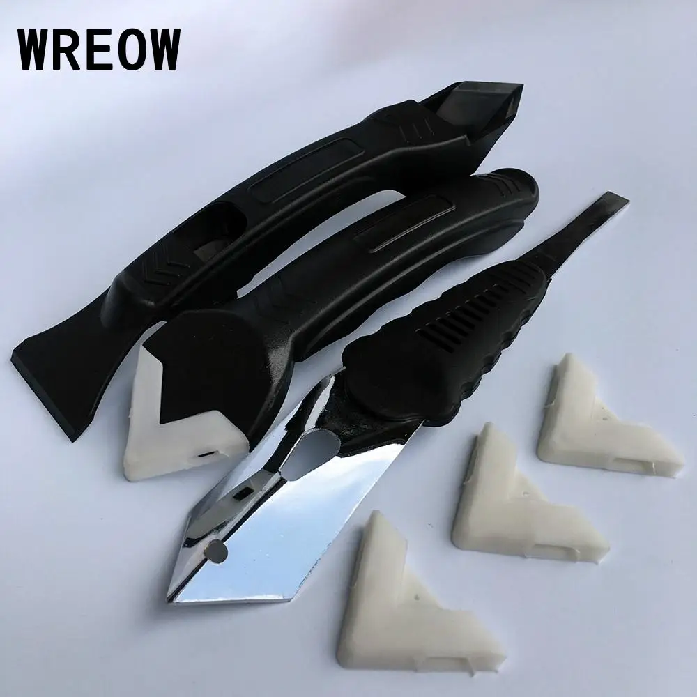 Silicone Trowel Scraper Caulk Plastic Tile Cleaner Pad 