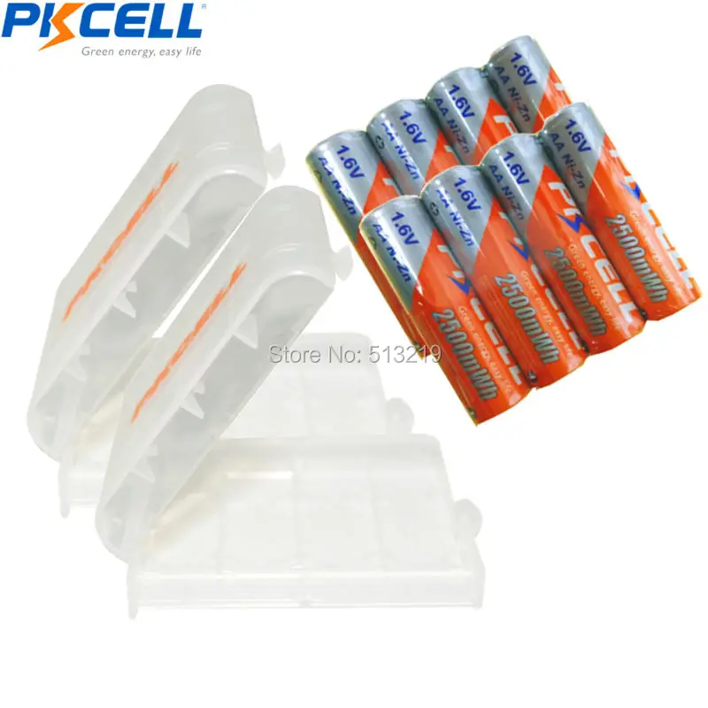 8 x 2500mWh 1.6V PKCELL Ni-Zn AA Rechargeable Battery and 2PCS Battery HOLD CASE BOX For Toys,Digital camera, MP4