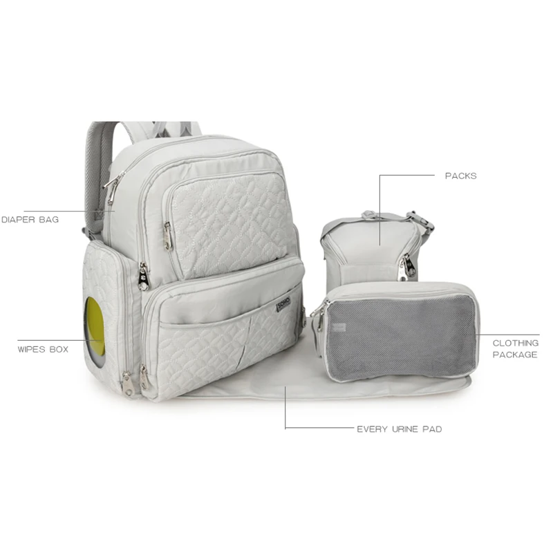 5 Pcs Baby Diaper Bag Large Capacity Baby Care Nappy Bags Multifunction Stroller Hang Tote Mummy Nylon Backpack Mochila BB6029 (4)