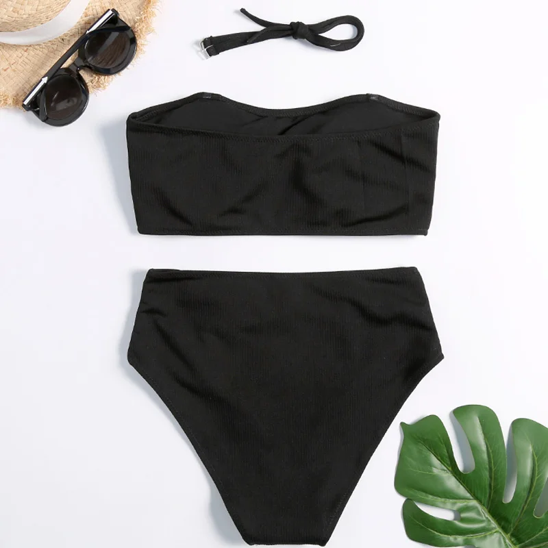 

2019 bikini women's swimsuit small big chest gathered holiday swimsuit sexy thin split beach three-point hot spring swimsuit
