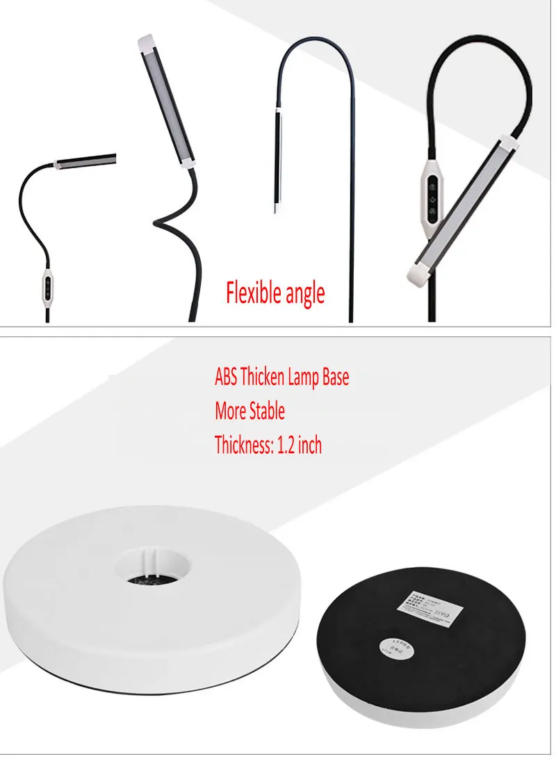 Lâmpada de Assoalho Dimmer com Controle Remoto para Sala Led com 5 Artpad Gooseneck Durável Alumínio Nível Brilho Estar Leitura 10 w 5 Luminárias de pé