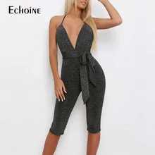 2019 spring Summer Sexy club Party Backless Women Rompers V Neck sequin romper Bandage Jumpsuits Casual Ladies Bodysuit 2019 spring Summer Sexy club Party Backless Women Rompers V Neck sequin romper Bandage Jumpsuits Casual Ladies Bodysuit