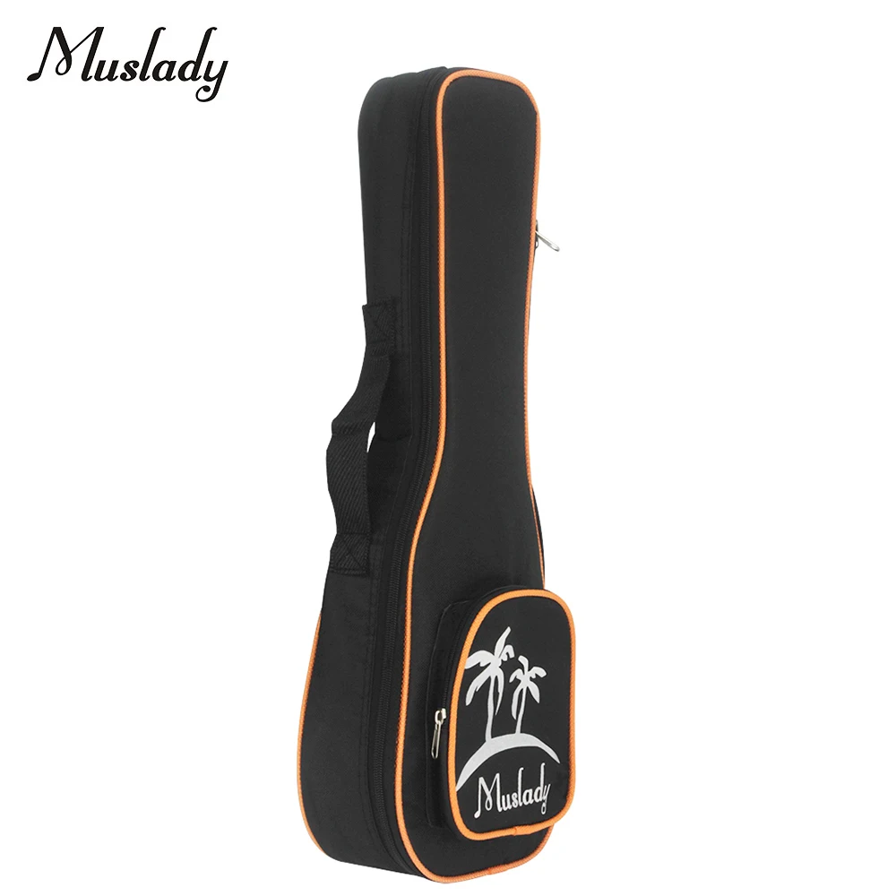 

Muslady 21 Inch Soprano Ukulele Bag Uke Ukelele Zippered Case Coconut Tree Pattern with Adjustable Single Shoulder Strap Black