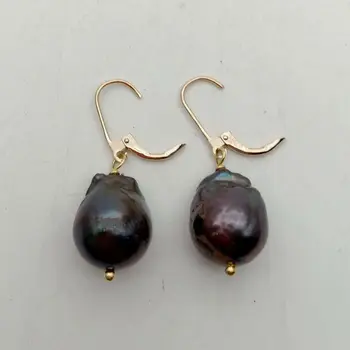 

20MM Black Keshi Pearl Earrings-GP Lever Backb