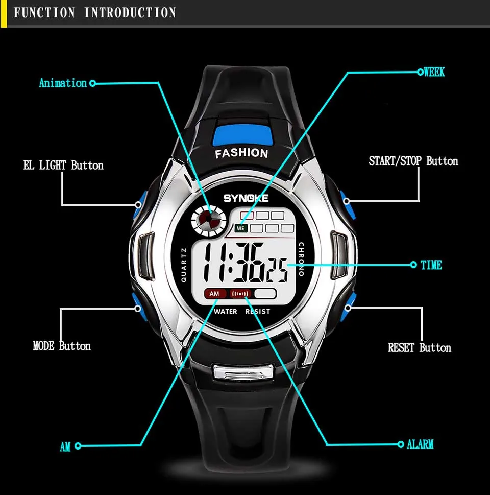 Детские часы для мальчиков, детские цифровые спортивные часы, детские часы с датой, светодиодный, электронные наручные часы, водонепроницаемые, Relogio Masculino