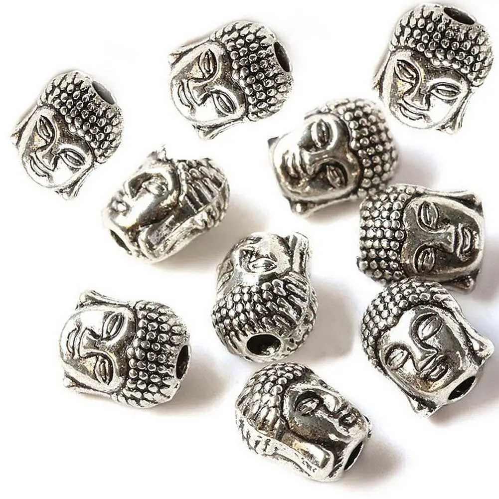 

10pcs/lot Metal Charms for Jewelry Making Sliver Tibetan Silver Buddha Head Spacer Beads CF00903S01