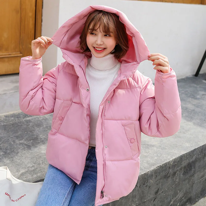 Hot Sale Winter Cotton Jacket Female Thicken Snow Lichens New Harajuku Short Sweet Down Cotton Coat Women Warm Loose Parkas - Цвет: 1609Pink