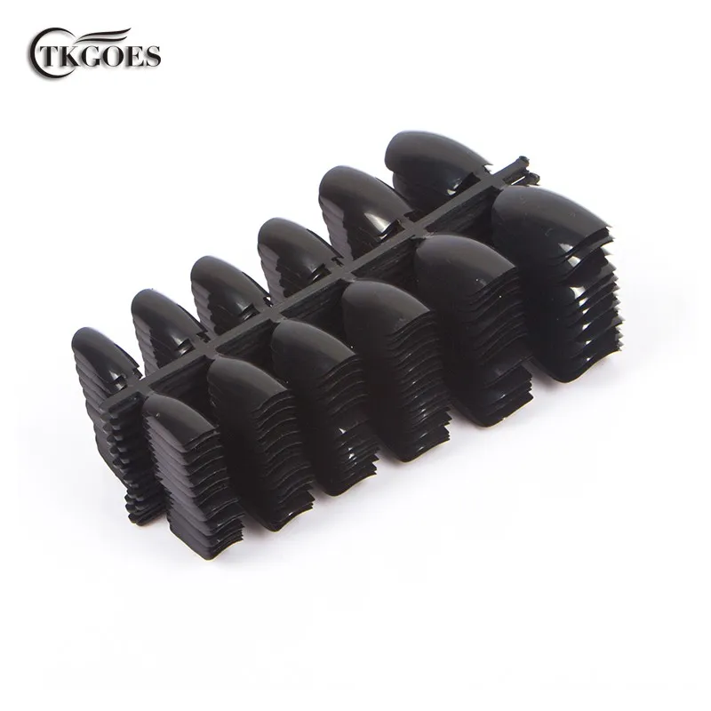 

TKGOES Free Shipping for 3 Packs 120pcs Nail Tips Short Design Fake Nails Full Cover False Acrylic Nails Artificial Black