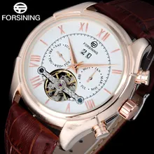 Мужчины Часы 2016 FORSINING Luxury brand дата неделя месяц дисплей авто Механическая розовое золото римские цифры Наручные Часы дисплей