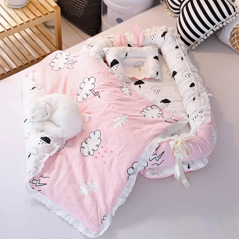 Лидер продаж комплект в детскую кроватку с Стёганое одеяло подушка натуральный хлопок детские гнездо туристическая детская