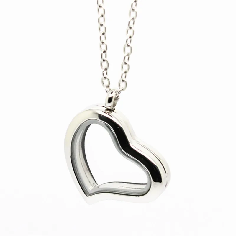

Silver Gold Rose gold Stainless Steel Magnetic Heart Locket Penant Necklace Floating Charms Memory Locket Pendant with 20" Chain