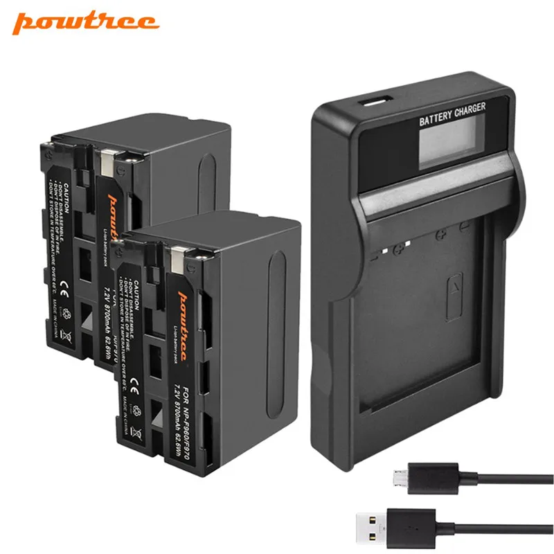 Powtree для sony NP-F960 NP F960 F970 F950 NP F970 цифровой Камера Батарея+ USB Зарядное устройство для sony MVC-FD90 MVC-FD91 MVC-FD92
