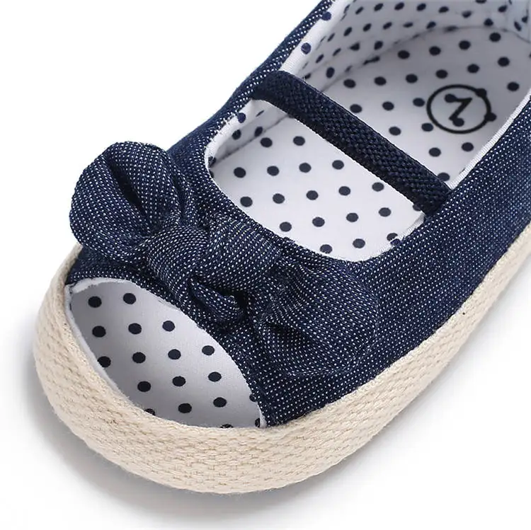 Baby Girl Shoes Infant Crib Shoes Cute Princess Bowknot Polka Dot Inside Soft Sole Peep-toe Newborn Toddler Girl Moccasins Shoes