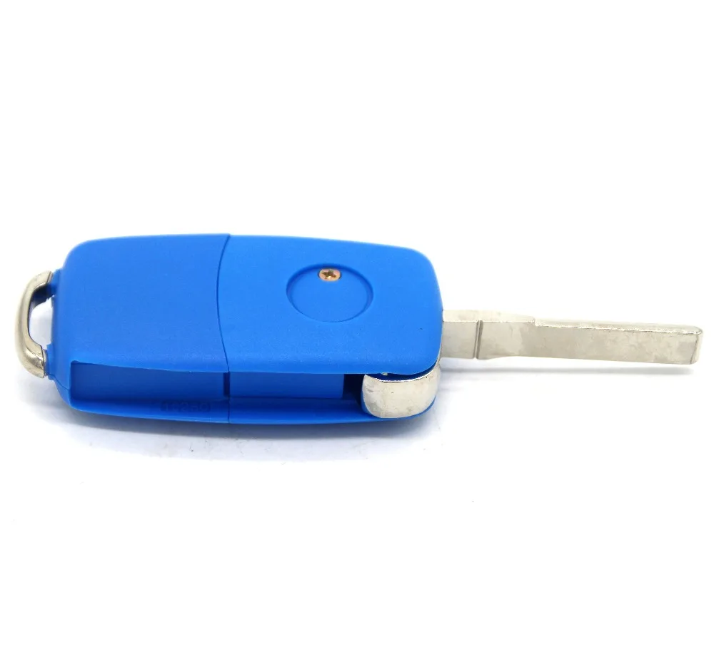 Синий цвет 3 кнопки UNCUT футляр для дистанционного ключа флип оболочки для VW JETTA Beetle BORA GOLF POLO PASSAT без логотипа