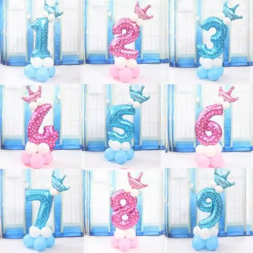 

32inch Number Foil Balloons Pink&Blue Digit Helium Ballons Party Birthday Decor