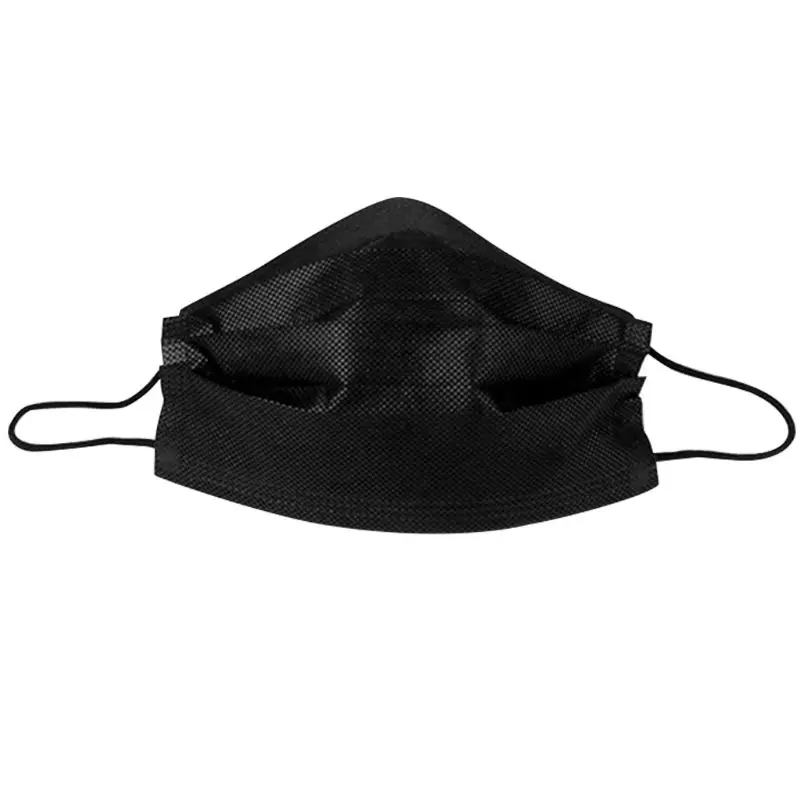 3-слойные фанерные одноразовая маска для лица, 50 шт в наборе, индивидуально упакованные маска с заушными петлями маски в 5 цветов защита от пыли, бактерий и гриппа - Цвет: Черный