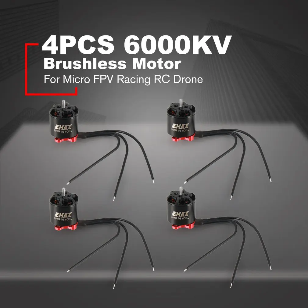 4 шт. Emax RS1108 5200KV/4500KV/6000KV 2-3S Легкий Мощный бесщеточный двигатель для микро FPV Racing RC Drone Quadcopter запчасти
