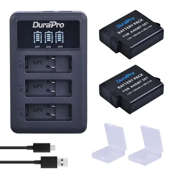

2pc 1600mAh AHDBT-501 AHDBT 501 AHDBT501 Li-ion battery + LED Display 3-Channel USB Charger for Camera Gopro Hero 5 Go pro Hero5