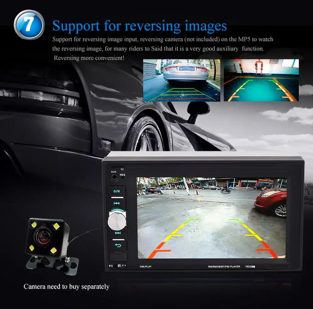 Mirrori ссылка стерео MP5 плеер 2 din автомобильный радиоприемник MP3 MP4 FM Aux in 6 дюймов