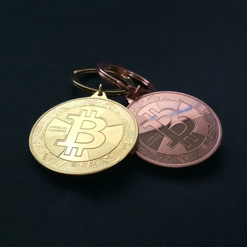 Оптовая продажа позолоченных монет Биткоин цепочка для ключей Коллекционная