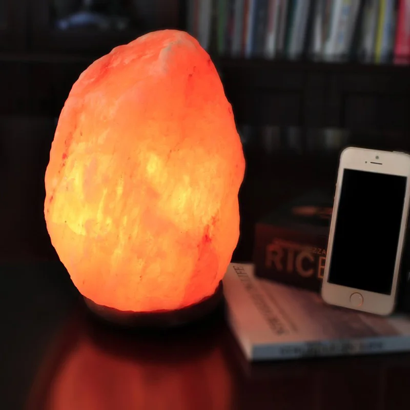

Dimmable Himalayan Salt Lamp Natural Rock Bedside Lamp Neem Wood Base Crystal Health Night Light Relieve Pressure Air Purifying