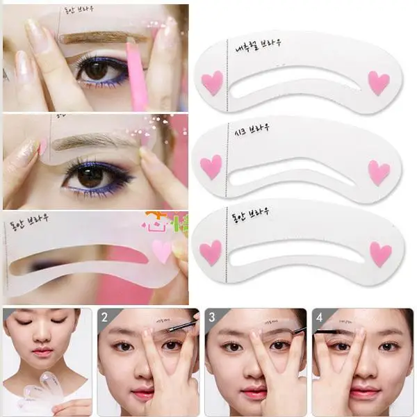 

2018 New 3 styles/set Grooming Stencil Kit Shaping DIY Beauty Eyebrow Template Make Up Tool Free Shipping