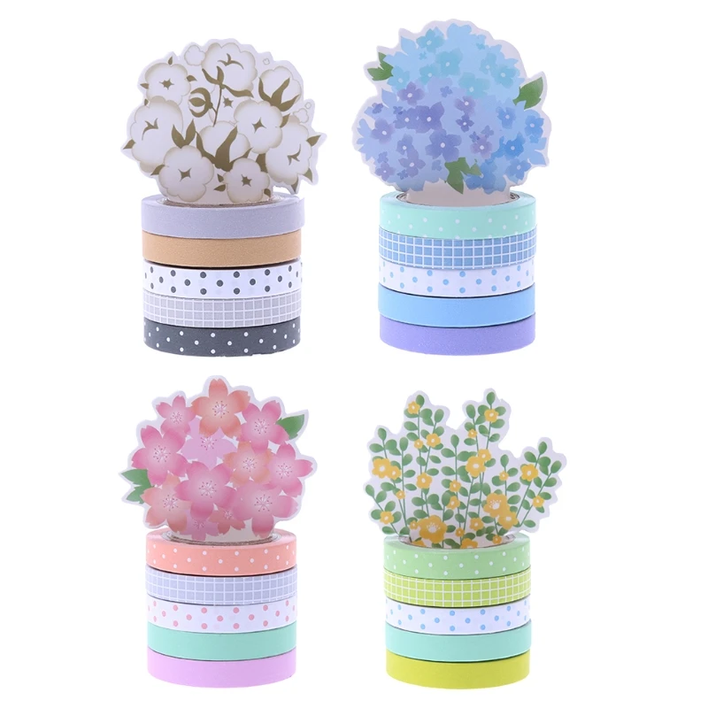 

5Pcs/set Kawaii Dot Masking Tape Sticker DIY Self Adhesive Washi Craft Decor