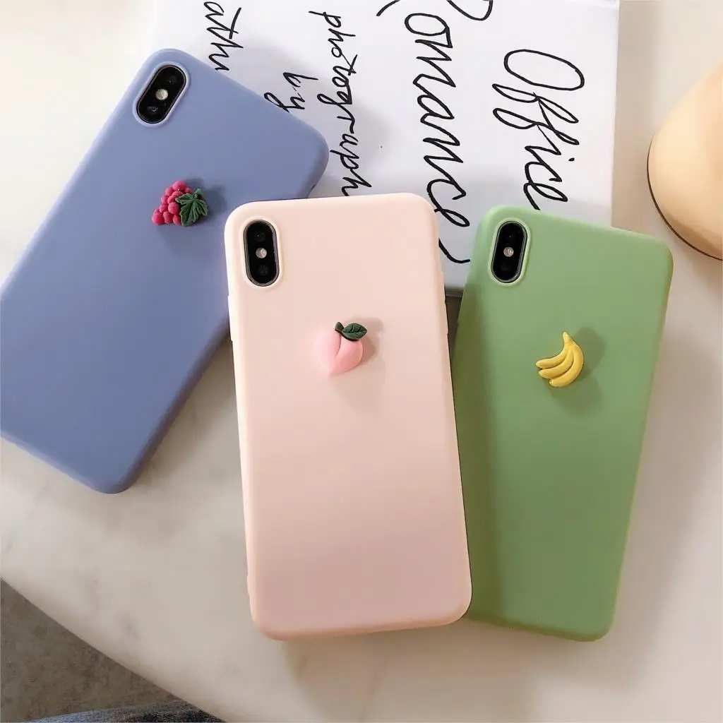 

Fashion 3D Stereoscopic Relief Phone Case For iphone X Xs Max Xr Xs 7 8 Plus 6 6s Plus Cover Cute Fruit Vegetables Silicone TPU
