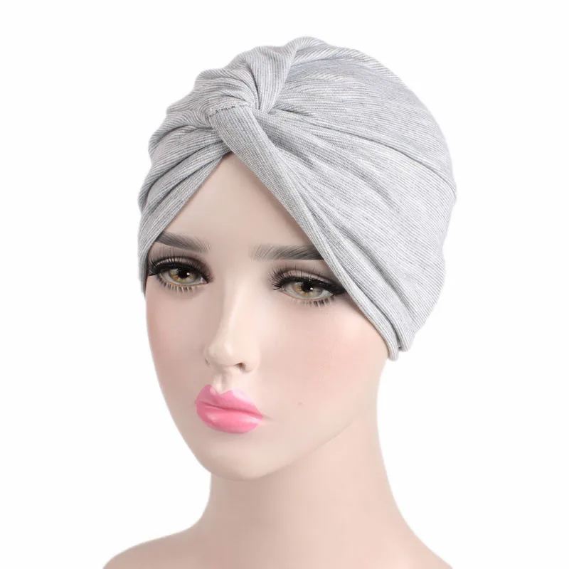 Мусульманская Мода женские хиджабы эластичная ткань хлопок Индия кепка крест шарф Внутренняя Хиджаб шапка головная повязка тюрбан головной платок головной убор - Цвет: Серый