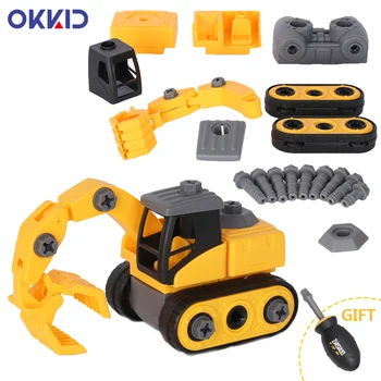 

OKKID Engineering Car Inertia kit Truck Disassembled Screwdriver Wheel Children's Plastic Toy Dump Truck Model Car Toy For Kids