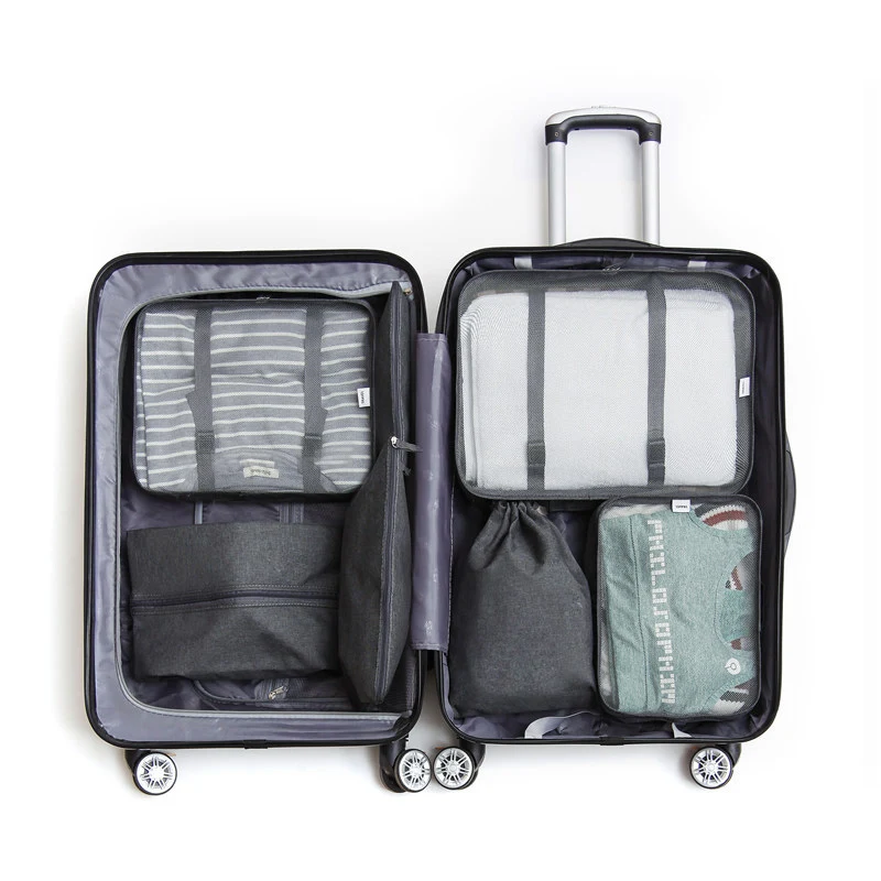 RUPUTIN 7 шт./компл. чемодан-органайзер Koffer Органайзер наборы багажный органайзер для белья мешок для хранения Клубные сумки для хранения одежды - Цвет: Dark gray