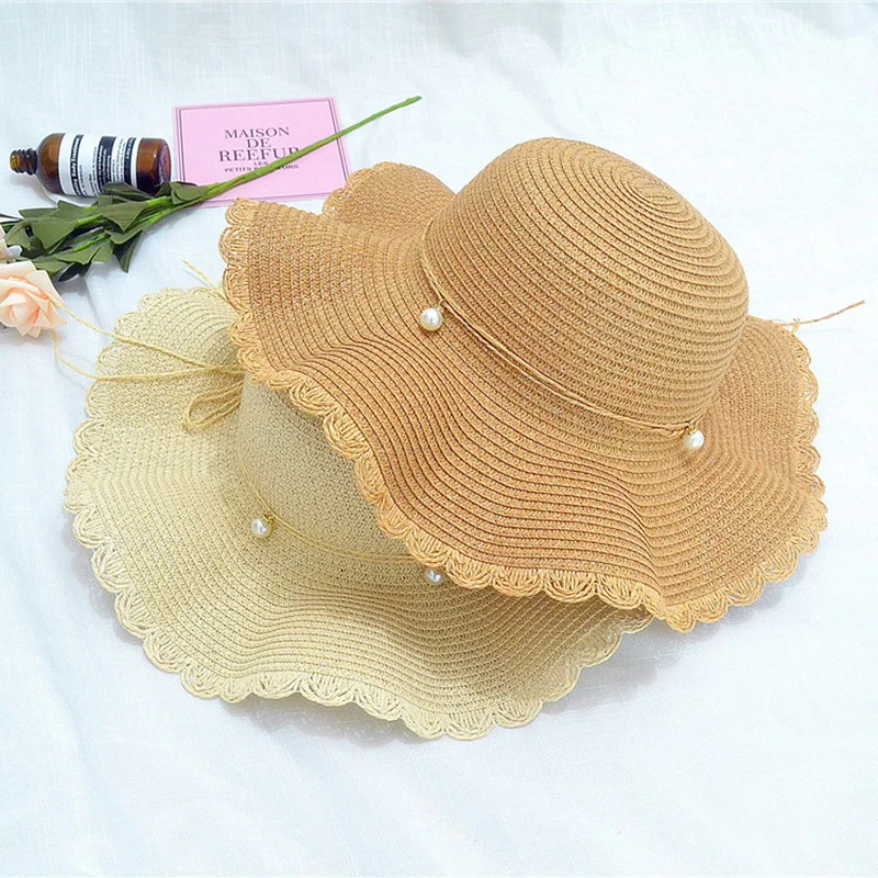 

2019 Fashion Seaside Sun Visor Hat Female Summer Sun Hats For Women Brim Bow Panama Straw Hat Folding Beach Hats Girls