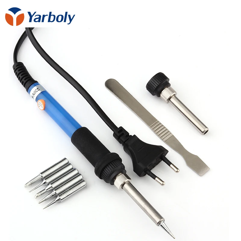 

60W 220V Adjustable Temperature Electric Soldering Iron Gun Welding Tool + 5pcs Iron Tips + Iron casing+Solder Scraper