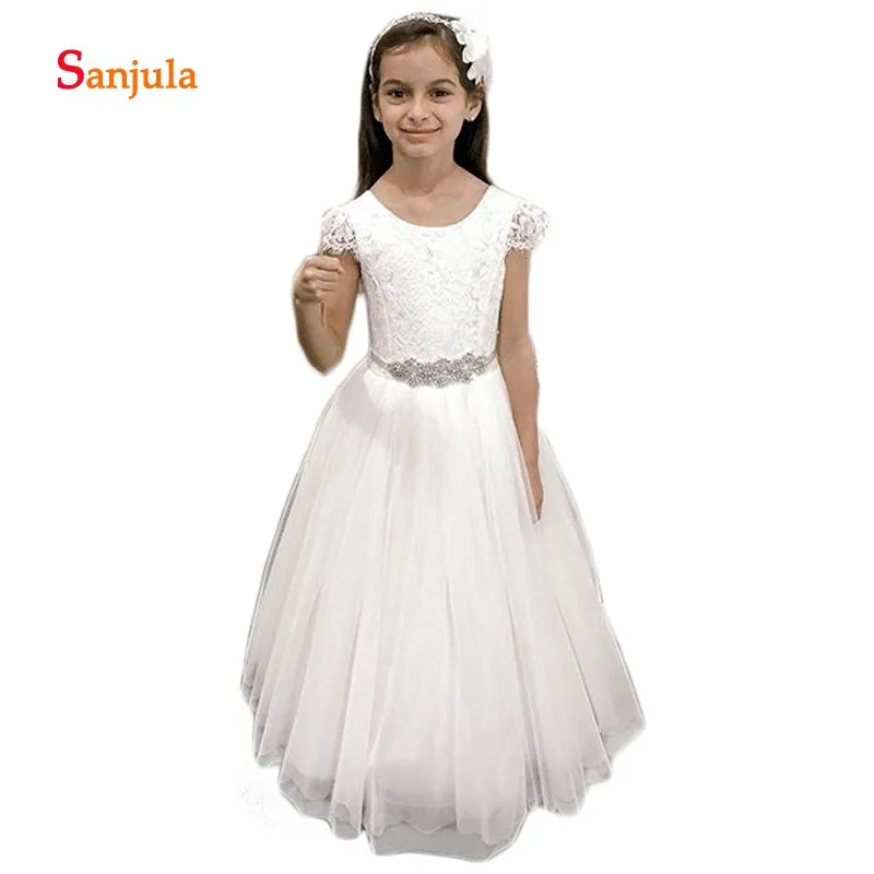 ТРАПЕЦИЕВИДНОЕ кружевное платье с цветочным узором для девочек с рукавами-крылышками, коллекция 2019 года, милые детские платья для