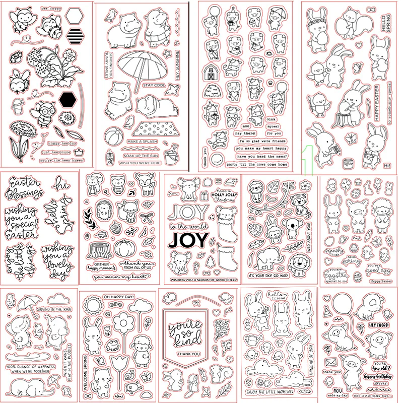 $2.2 Cute Easter Rabbit Bear Elephant Bee Transparent Clear Silicone Stamp/Seal for DIY Scrapbooking/Craft Decorative Clear Stamp
