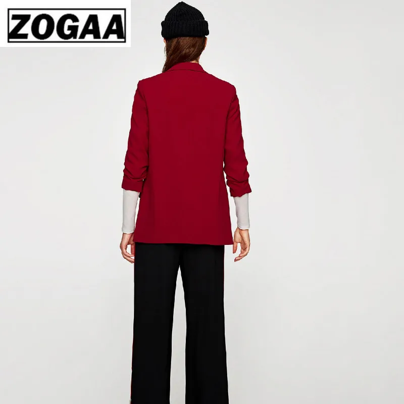 European and American wind 2019 autumn lady leisure male friend wind style all-matching pleated seven-point sleeve suit coat