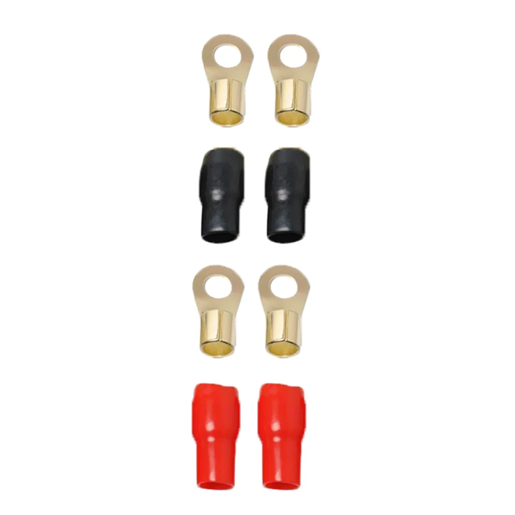 2 Pairs 4 AWG Power Ground Wire Connectors Assortment Crimp Ring Terminals