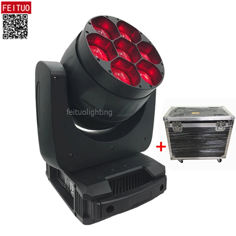 2 шт.+ Flycase Новое поступление Lyre Zoom Beam Dmx Led движущаяся головка пчелиный глаз 7x40 Вт Rgbw 4в1 движущиеся головы моющие сценические Dj Вечерние огни для дискотеки