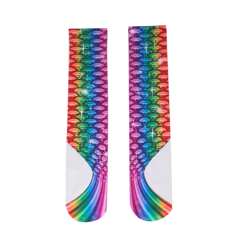 3D принтами милые носки Для женщин и Для мужчин 12 Цветов узоры рыбы мода смешно долго нейтральный чулок искусства под гетры