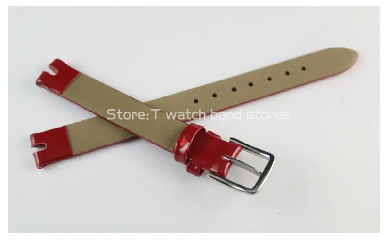 10 мм(пряжка 10 мм) T003209A Высококачественная Позолоченная серебряная пряжка+ черный белый красный натуральная лакированная кожа ремешок для часов