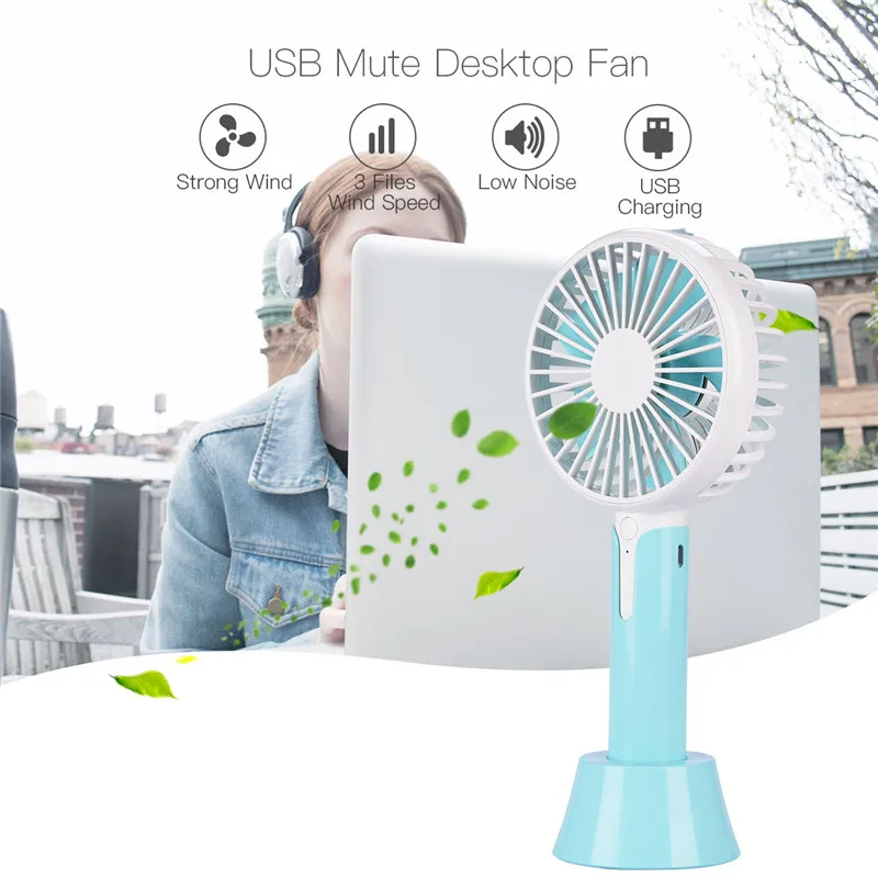 

Portable USB Fan 3Speed Adjustable Cooler Mini Fan 1200mAh Rechargeable Handy Small Desk Desktop Air Cooling Fan For Home Office