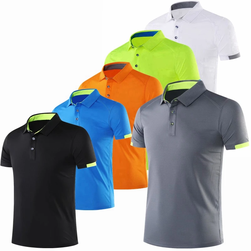 Polo Shirt Running Men Quick Dry breathable T Shirts Running Slim Fit Tops Tees Sport Fitness