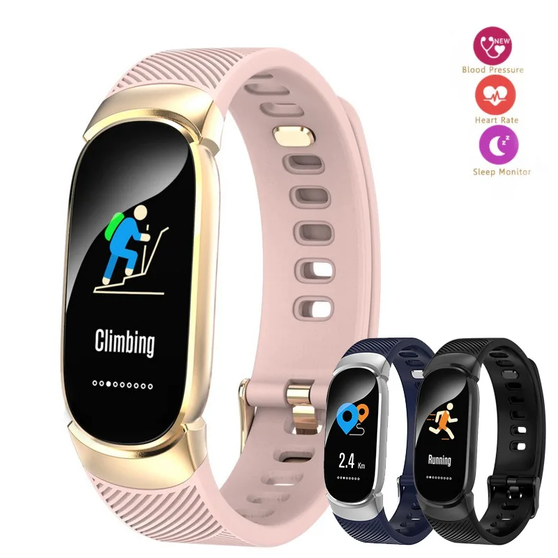 QW16 Woman Color Screen Smart Bracelet Heart Rate Blood Pressure Blood Oxygen Monitoring Weather Display Waterproof Smart Watch