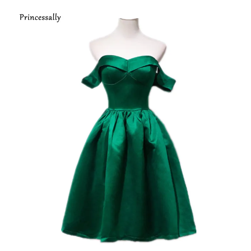 emerald green satin cocktail dress