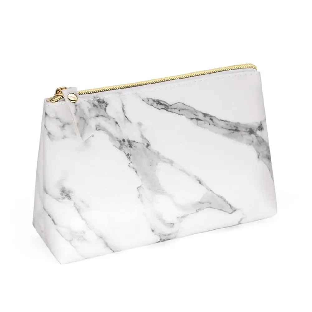 بو حقيبة منتجات تجميل جلدية المكياج الرخام المحمولة السيدات السفر حالة ماكياج فرش المنظم كيس التخزين غسل الزينة عدة أكياس