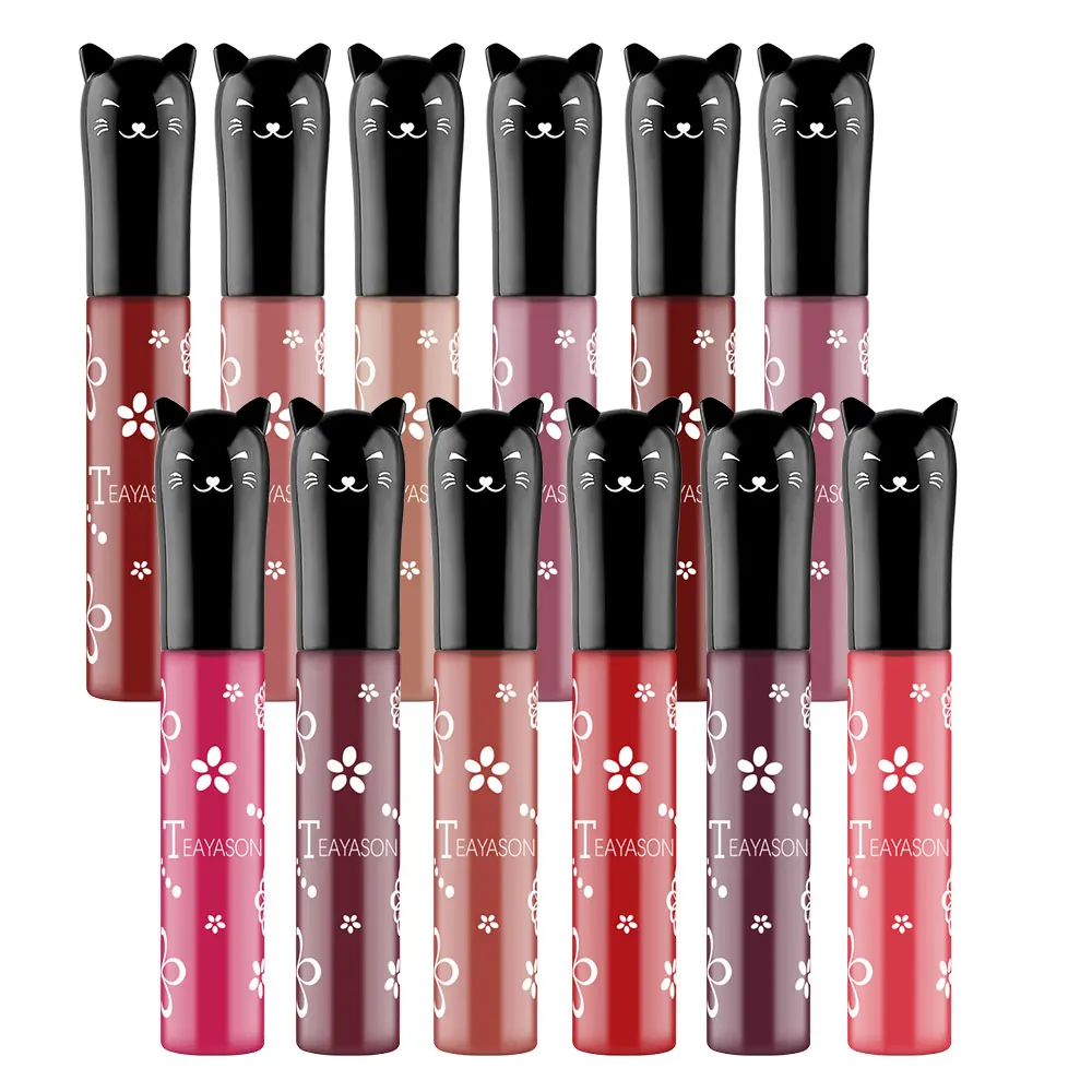 Teayason matte lip gloss 12 colors cute cat lip tattoo waterproof long lasting batom nude brown vampire liquid lipstick AM084 Teayason matte lip gloss 12 colors cute cat lip tattoo waterproof long lasting batom nude brown vampire liquid lipstick AM084